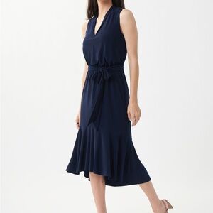 Joseph Ribkoff Blue Asymmetrical Ruffled Midi Dress